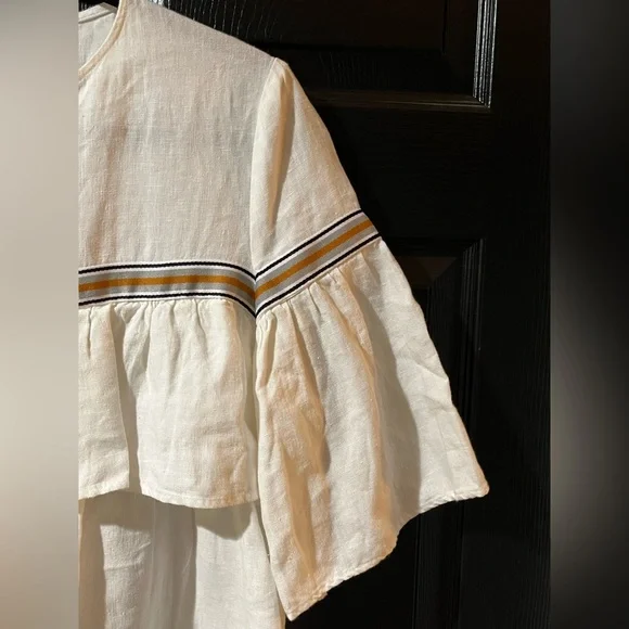 Zara Linen Blend Ruffle Blouse - Picture 4 of 9